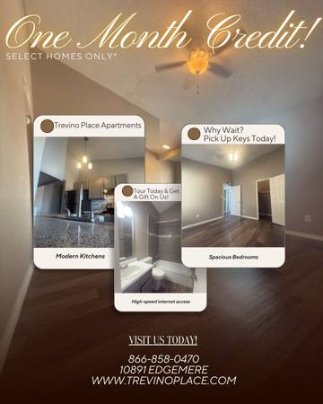 $1 / 1br - 🎃 FRIGHTENINGLY GOOD DEAL – MOVE IN WITH CREDIT (Trevino Place on 10891 Edgemere)63971559528067120
