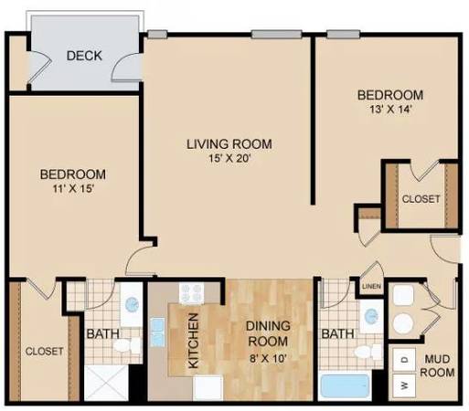 1st floor 2 bedroom 2 bathroom w/washer & dryer 1