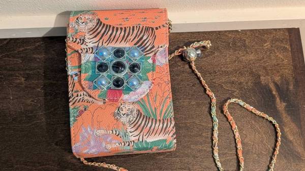 Brand New Tiger Patterned Embellished Stone Crossbody Bag. 1
