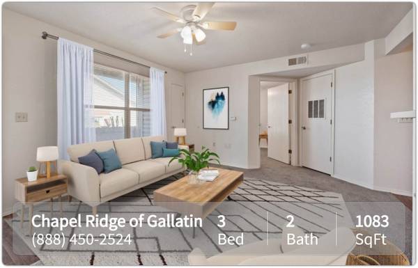 $1,657 / 3br - 1083ft2 - Exquisite courtyard, garden-style 3 BR apartment in Gallatin (Gallatin - Southeast Gallatin)63904699733763121