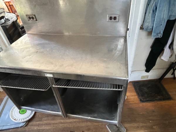 Stainless prep table with backsplash and outlets 1