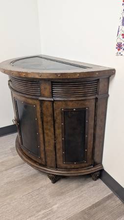 Antique Half Round Entry Table with Drawers 1