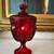 Viking Art Glass MCM Six Petal Ruby Red Candy Jar and Cover 9 thumbnail