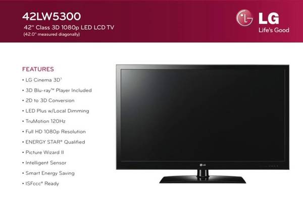 Reduced! 42in 1080p TV 1