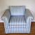BEAUTIFUL COMFORTABLE BLUE AND WHITE STRIPE CHAIR 1 thumbnail