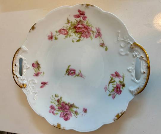 VINTAGE 11" by 10" Floral Print Glass Serving Platter FREE 1
