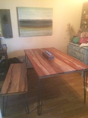 custom mahogany dining table and bench 1