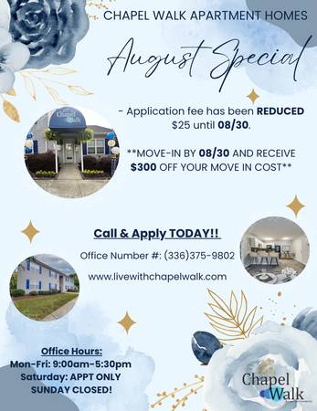 Chapel Walk Apartments !! New special !! 1