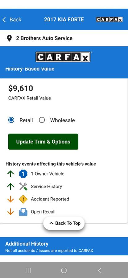 2017 Kia Forte One Owner Low Miles