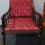 Walnut Antique Victorian Wide Chair Red and Black Damascus Pattern 6 thumbnail