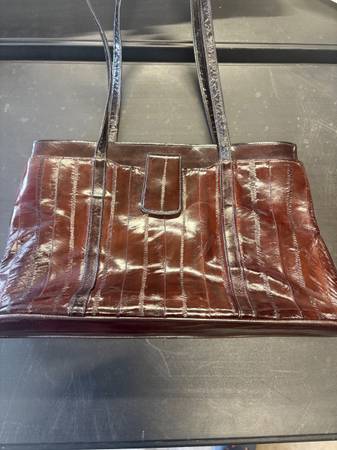 Maroon eel skin purse 1