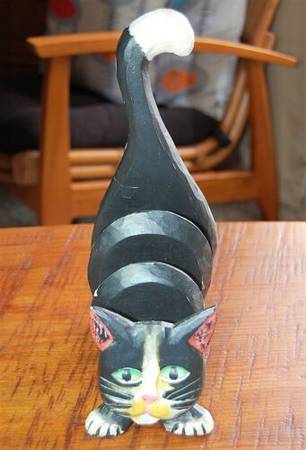 Cat Wood Desk Mail Organizer File Holder Letter Sorter 3 Compartment 1