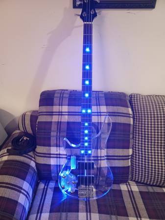 LEFTHANDED CLEAR LEXAN  BASS GUITAR W/EMG PICKUPS 1