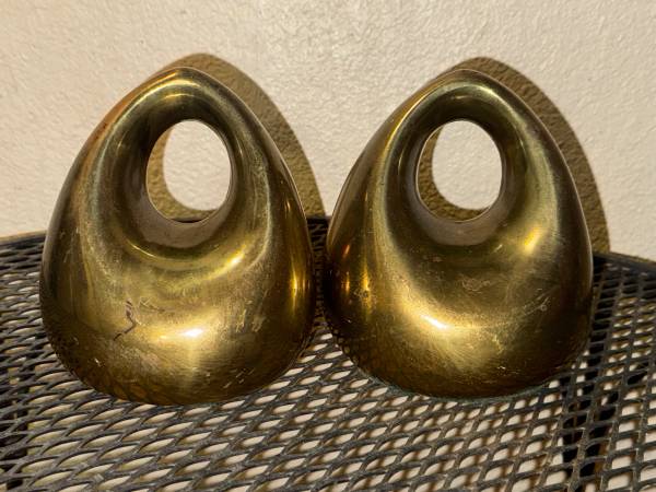 Vintage Orb brass-plated bookends by Ben Seibel 1