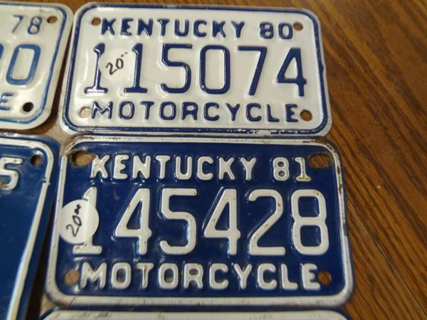 Antique Kentucky motorcycle tags - $25 (Shepherdsville)63471302161921123