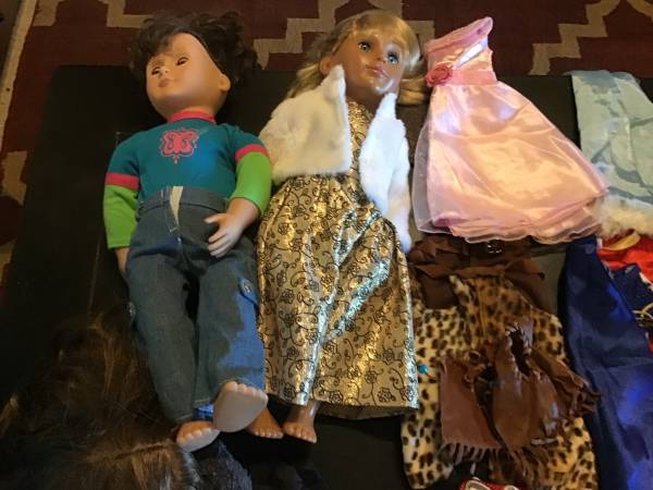 American doll type dolls with numerous outfits and accessories. 1