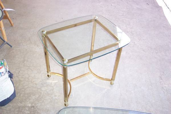 Gold and Glass Rectangular side table - 2 available - each at 1