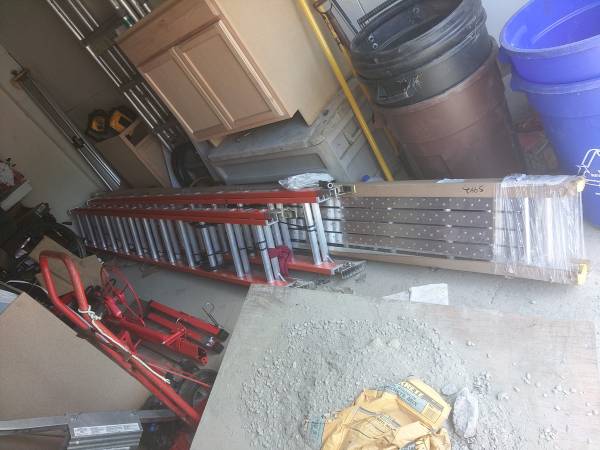 24' Extension Ladders & 16' Aluminum Platform 1