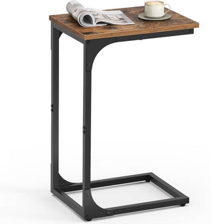 VASAGLE C-Shaped End Table, Small Sofa Side Table with Metal Frame
for Couch, Li 1