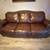 Brown studded, leather couch 4 thumbnail