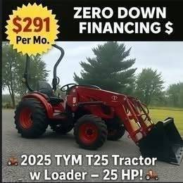 TYM T25 Tractor w/ Loader – $291/mo – Zero Down – 4x4 Diesel 1