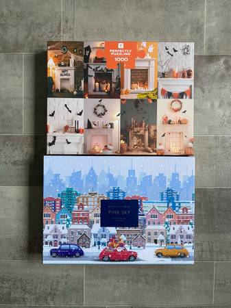 Lot of 2 Holiday Jigsaw Puzzles Complete *Halloween & Christmas 1
