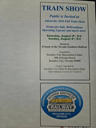 AUG 8-9 MODEL  TRAIN SHOW BOULDER CITY! GET IN FREE! RAILROAD ITEMS 1