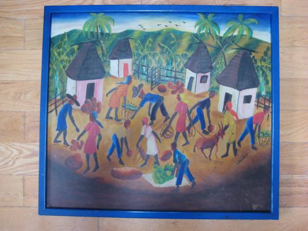 LAURENT CASIMIR HAITIAN MODERNIST OIL PAINTING SIGNED FRAMED RARE 1