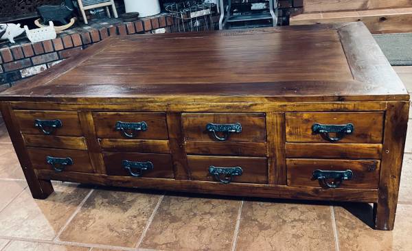Large Solid Wood Coffee Table with 16 Drawers - furniture - by