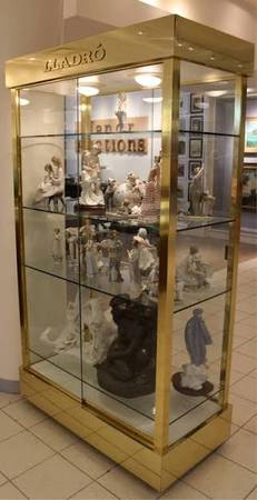 Two Lladro lighted glass display cases 1
