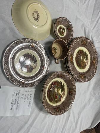 Vintage Brown Transfer ware English dish set 1