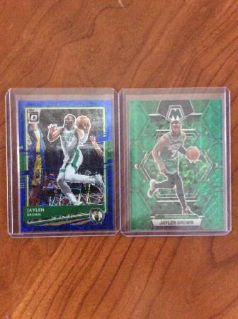 Jaylen Brown lot, Inserts Chrome (Green Laser)  (Green/Blue) 1