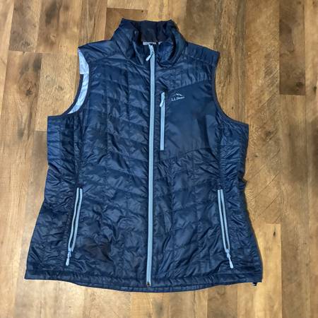 LL Bean PrimaLoft Packaway Vest Womens Blue Quilted Puffer Full Zip Ja 1