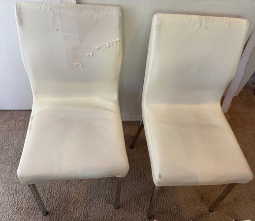 Free white pleather chairs 1