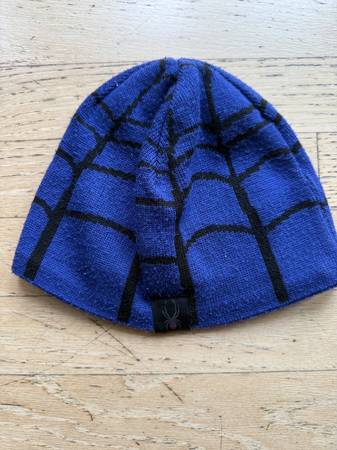 Spyder Beanie Winter Hat Youth Kids Boys Black/Blue One Size 1