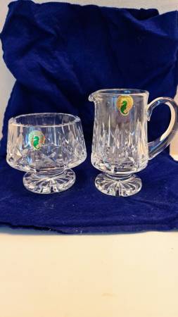 Waterford Crystal Footed Sugar Bowl and Creamer Set, NIB 1