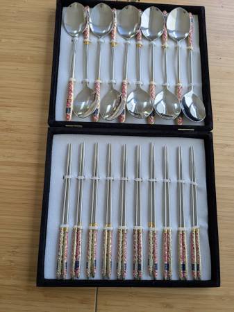 New 20 Pieces Chopstick And Spoons Set Stainess 1