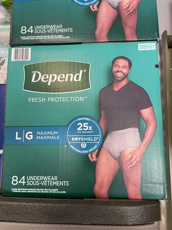 Box of 84 Men's Large Depend Underwear 1