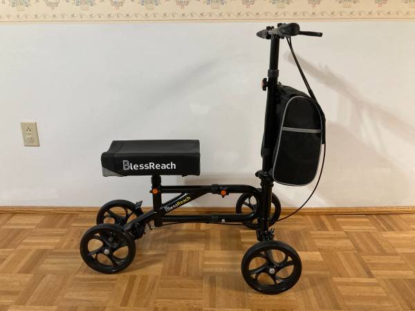 BlessReach  Black  Knee Scooter/Walker - 8"wheels- detachable bag 1