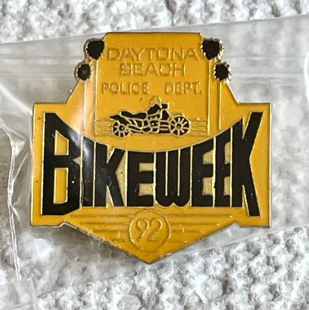 Rare Vintage 1992’ Daytona Bike Week Pin W/“Police Dept.” Engraved 1