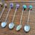 Small Silver Spoons With Gemstones in Handle 2 thumbnail