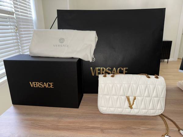 Versace Virtus Quilted Leather Chain Shoulder Bag  (Designer) 1