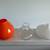 3 glass bud vases- orange - white- clear 19 thumbnail