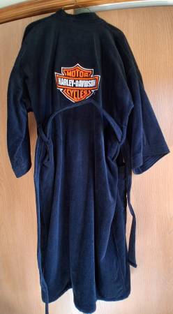 HARLEY DAVIDSON BLACK TERRYCLOTH BATHROBE 1