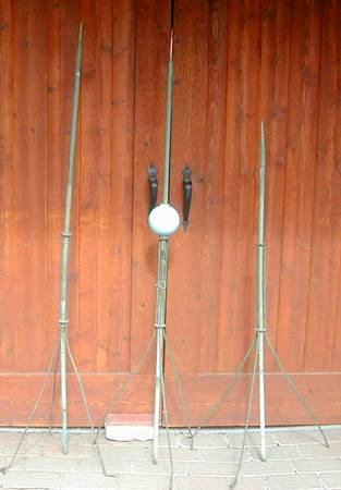Antique Copper Lightning Rods Blue Globe Glass Ball 1