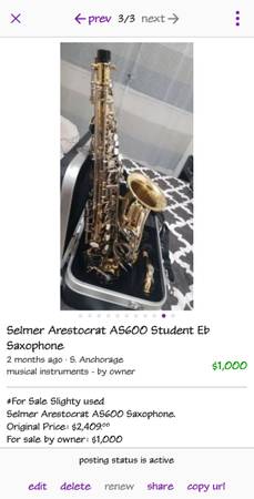 Selmer Arestocrat AS600 Student Eb Saxophone 1