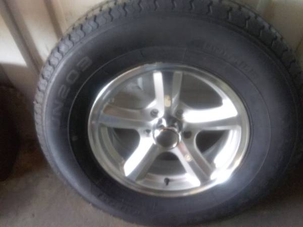 4 new aluminum trailer WHEELS/TIRES 225/75/15 10 ply 1