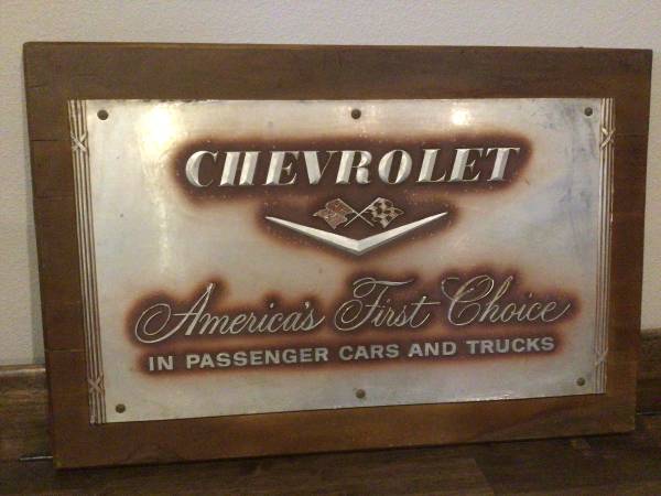 VINTAGE CHEVROLET WOOD SIGN 1