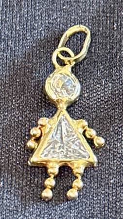 14K Yellow Solid Gold “April”Birthstone Charm Pendant. 1