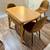Round Drop-Leaf Dining Table & 4 Brown Upholstered Chairs 5 thumbnail